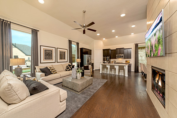 Living room in new homes for sale in DFW area.