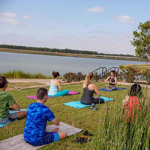 Lakeside yoga near new homes in Dallas-Fort Worth area.