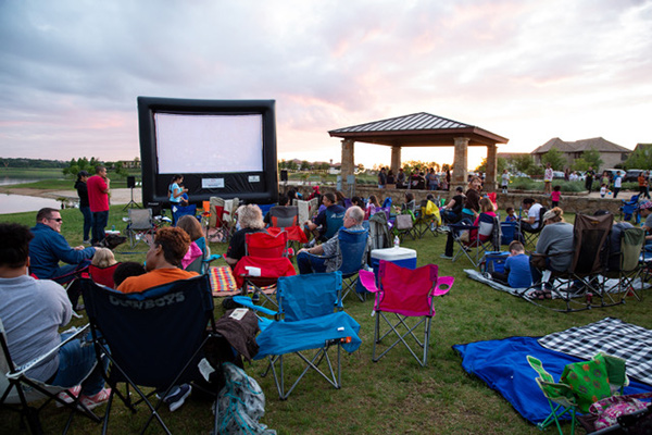 Watching movies outdoors on Lake Viridian